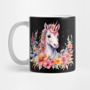 A unicorn decorated with beautiful watercolor flowers Mug